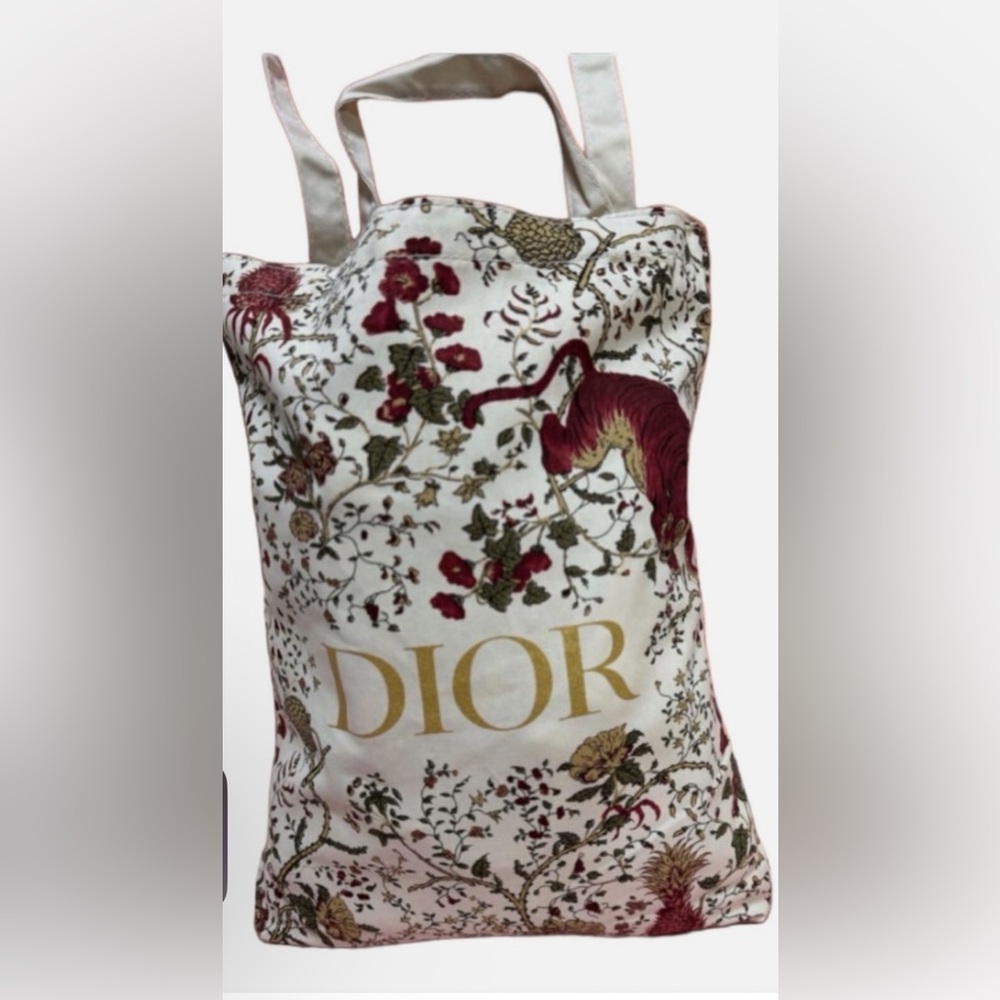 Dior Cream and Red Floral Tote